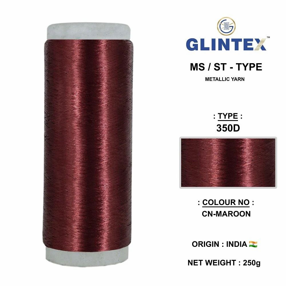 Chappat / Flat Jari and Metallic Yarn Color Maroon  - Chappat Yarn  - High Quality Product Image
