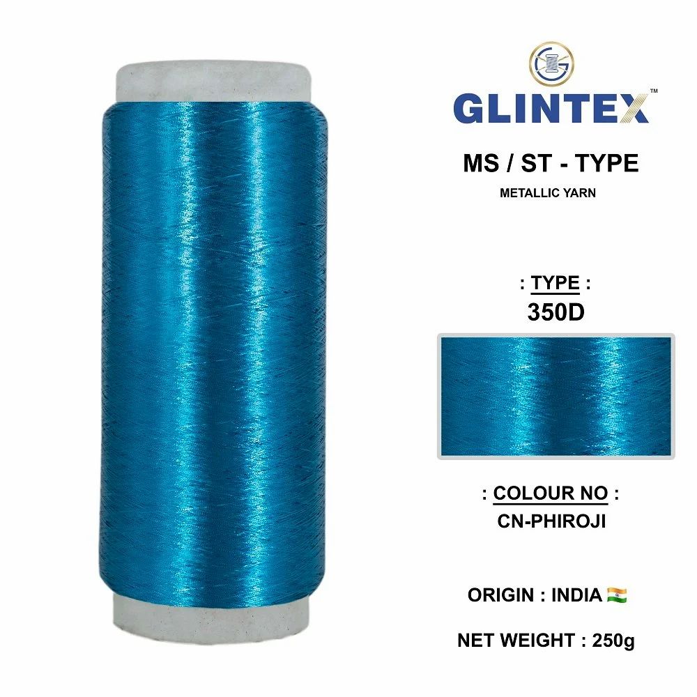 Chappat / Flat Jari and Metallic Yarn Color Firozi  - Chappat Yarn  - High Quality Product Image