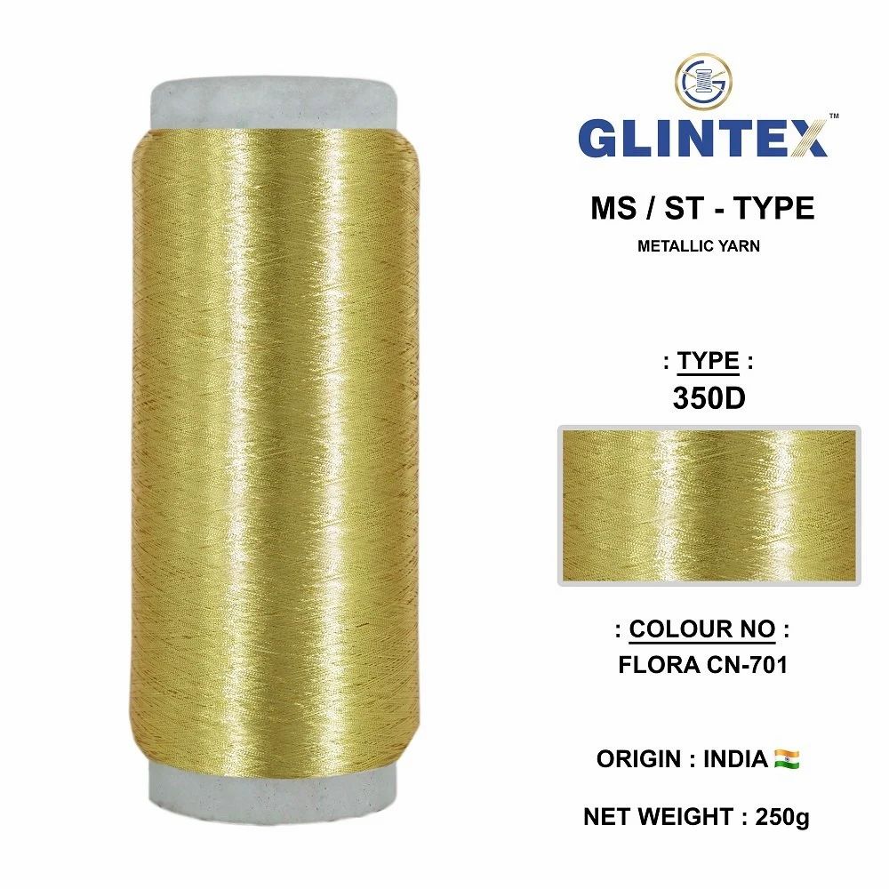 Chappat / Flat Jari and Metallic Yarn Color Flora-701  - Chappat Yarn  - High Quality Product Image