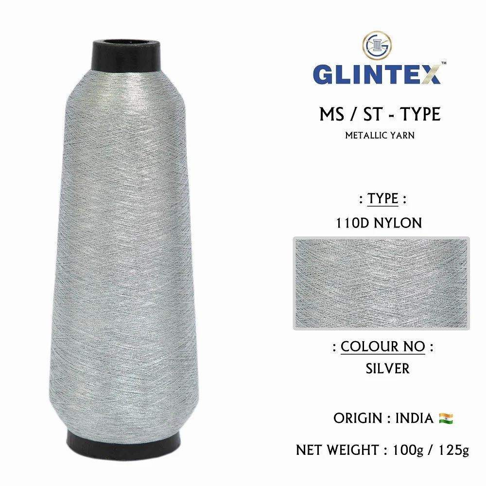 110D Nylon Jari Kasab / Metallic Yarn Color Silver (P 125)  - Computer Embroidery Nylon Jari and Metallic Yarn  - High Quality Product Image