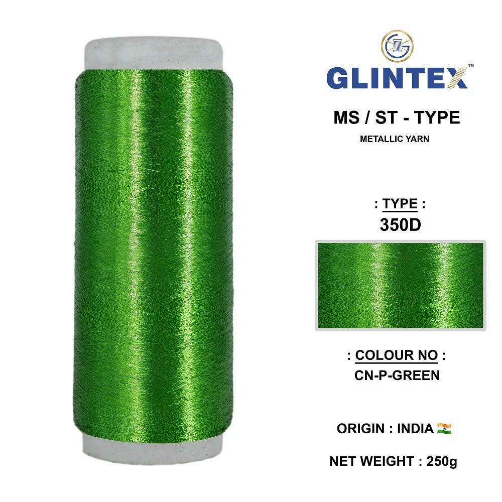 Chappat / Flat Jari and Metallic Yarn Color P.Green  - Chappat Yarn  - High Quality Product Image