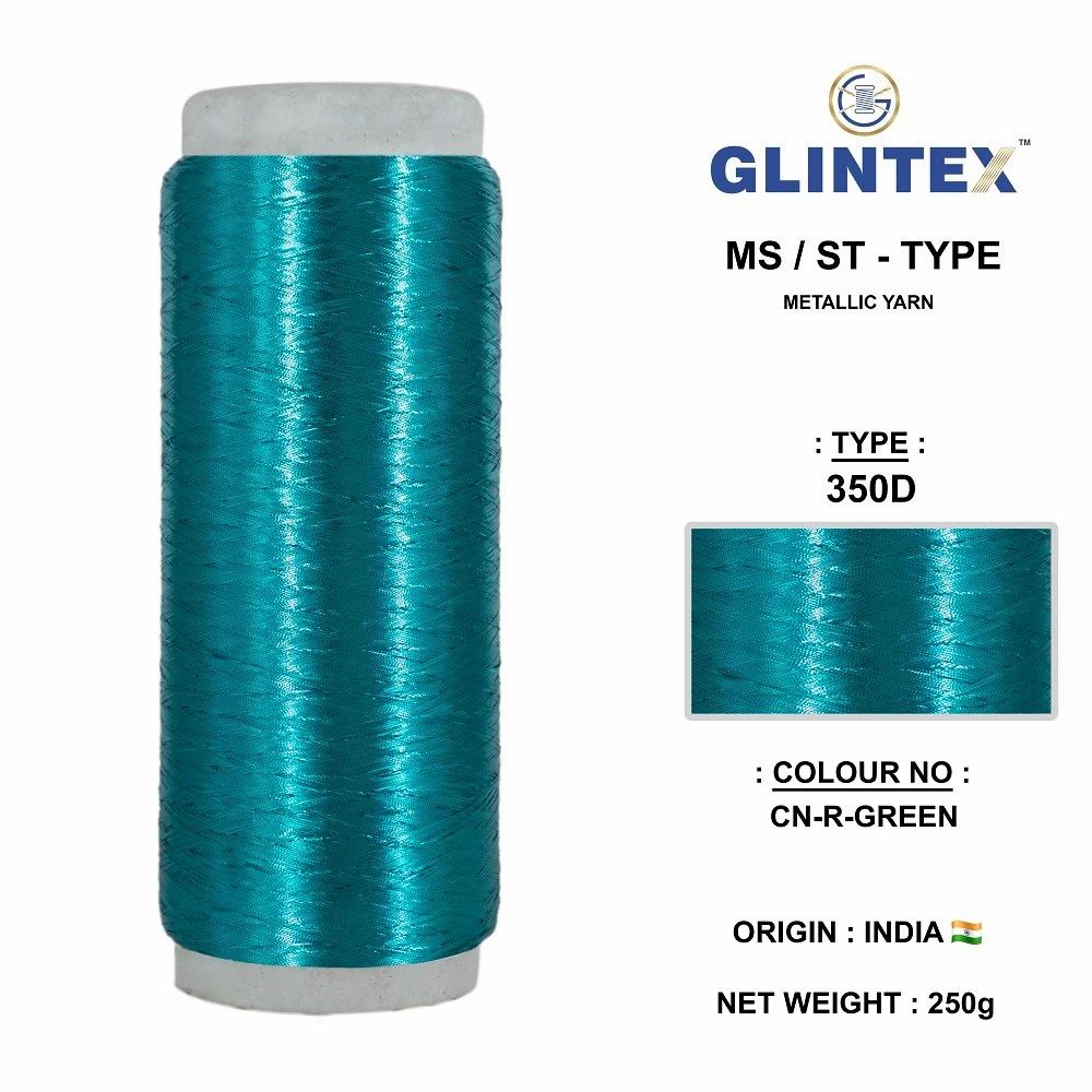 Chappat / Flat Jari and Metallic Yarn Color R Green  - Chappat Yarn  - High Quality Product Image