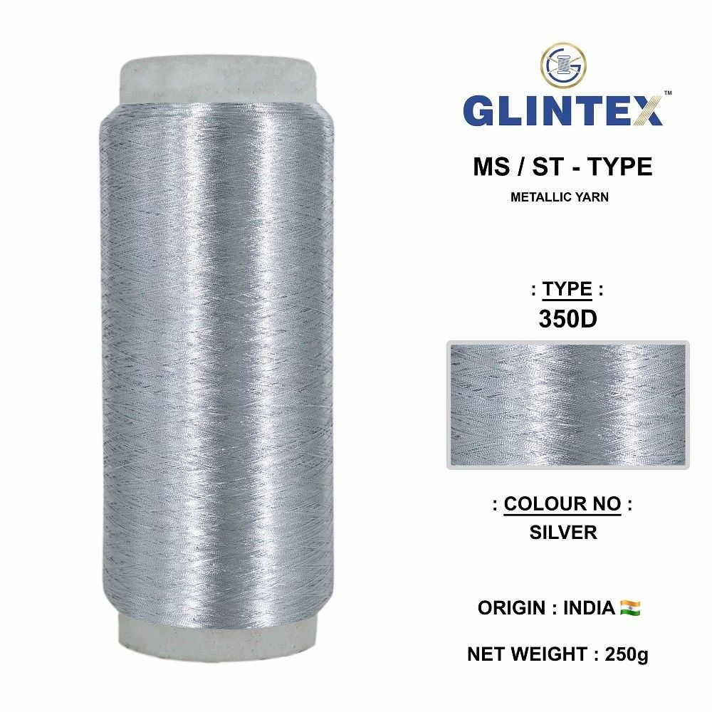 Chappat / Flat Jari and Metallic Yarn Color Silver  - Chappat Yarn  - High Quality Product Image