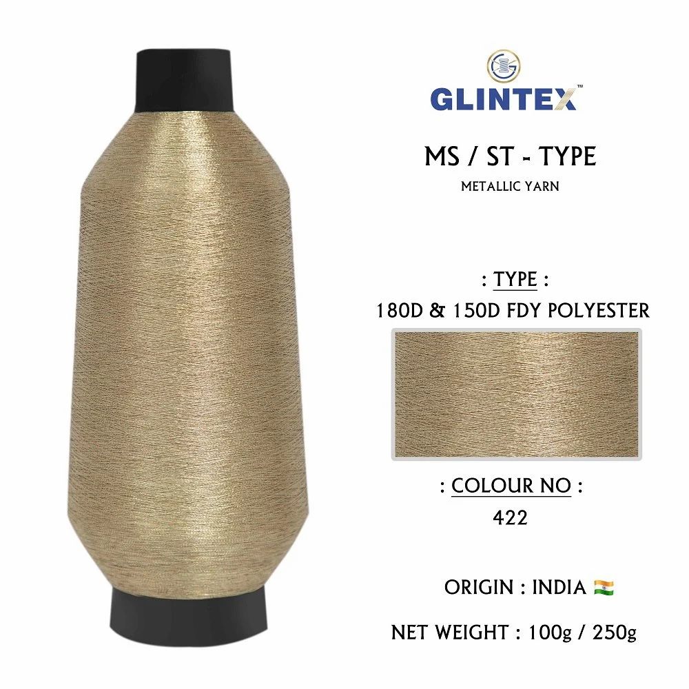 180D Polyester Metallic Yarn / Jari Kasab Color 422 For Computer Embroidery Machines  - Computer Embroidery Polyester Jari and Metallic Yarn  - High Quality Product Image