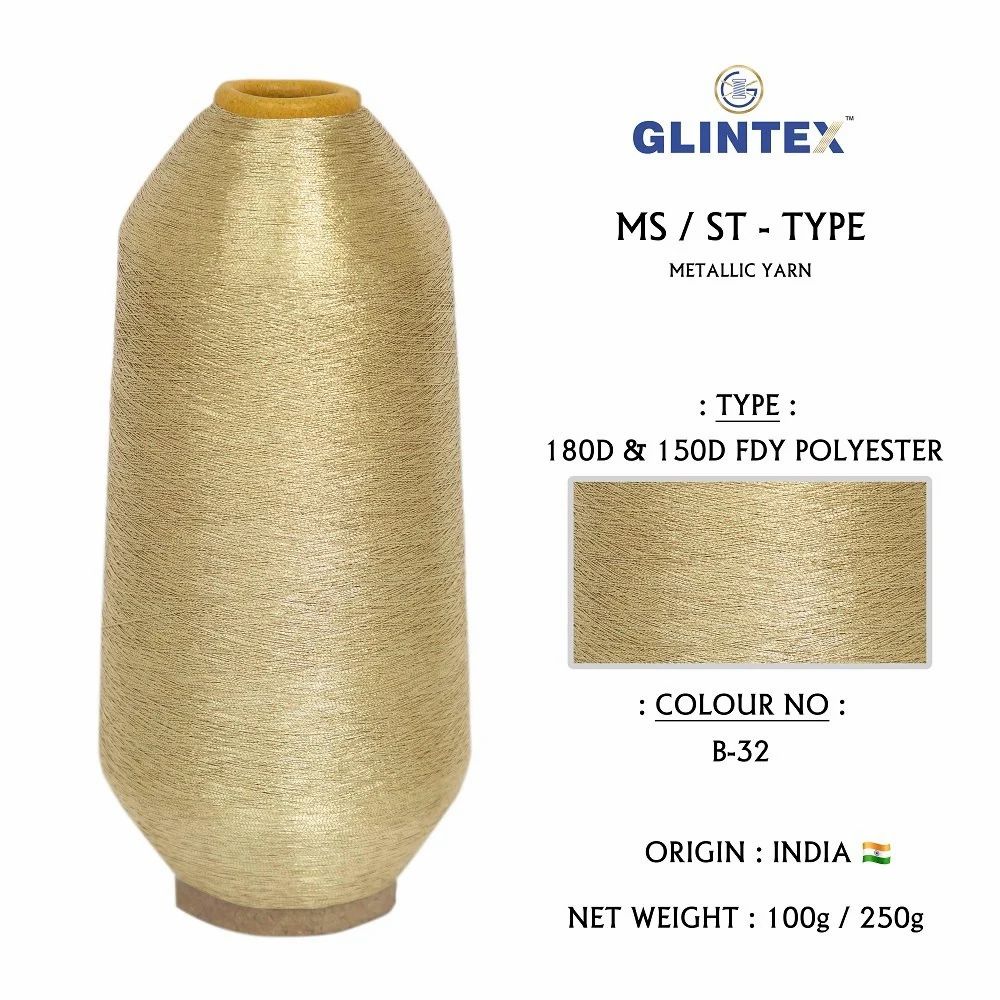 180D Polyester Metallic Yarn / Jari Kasab Color B-32 For Computer Embroidery Machines  - Computer Embroidery Polyester Jari and Metallic Yarn  - High Quality Product Image