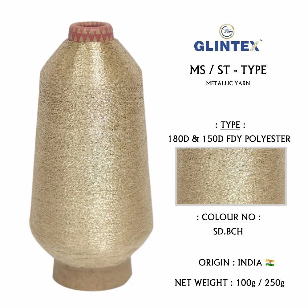 180D Polyester Metallic Yarn / Jari Kasab Color SD-BCH For Computer Embroidery Machines  - Computer Embroidery Polyester Jari and Metallic Yarn  - High Quality Product Image