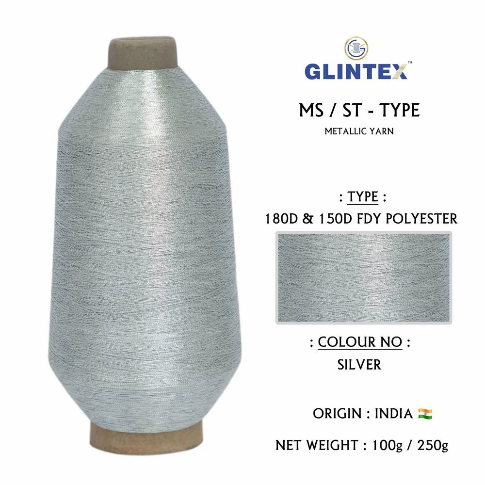 180D Polyester Metallic Yarn / Jari Kasab Color Silver  - Computer Embroidery Metallic Yarn and Jari  - High Quality Product Image