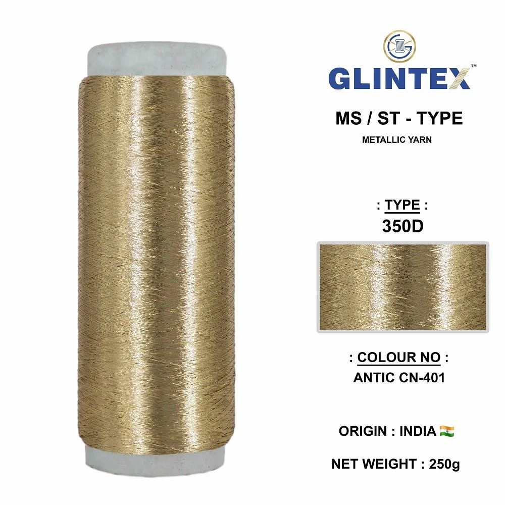 Chappat / Flat Jari and Metallic Yarn Color Antic-401  - Metallic Yarn  - High Quality Product Image