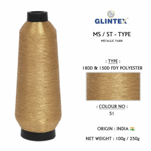 180D Polyester Metallic Yarn / Jari Kasab Color 51 For Computer Embroidery Machines  - Computer Embroidery Polyester Jari and Metallic Yarn 