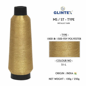 180D Polyester Metallic Yarn / Jari Kasab Color 51-L For Computer Embroidery Machines  - Computer Embroidery Polyester Jari and Metallic Yarn 