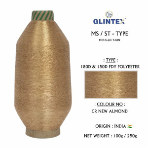180D Polyester Metallic Yarn / Jari Kasab Color CR New Almond For Computer Embroidery Machines  - Computer Embroidery Polyester Jari and Metallic Yarn 