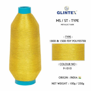 180D Polyester Metallic Yarn / Jari Kasab Color P-1010 For Computer Embroidery Machines  - Computer Embroidery Polyester Jari and Metallic Yarn 