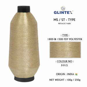 180D Polyester Metallic Yarn / Jari Kasab Color P-915 For Computer Embroidery Machines  - Computer Embroidery Polyester Jari and Metallic Yarn 