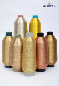 180 Poly. White Yarn Zari Kasab (Water Gold) - View 6  - Computer Embroidery Metallic Yarn and Jari 