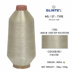 180D Polyester Metallic Yarn / Jari Kasab Color F-Water  - Computer Embroidery Metallic Yarn and Jari 