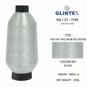 70D FDY Nylon and Polyester Color Silver Yarn  - Weaving Jari Kasab And Metallic Yarn 